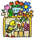 ミツバチ花屋イラスト